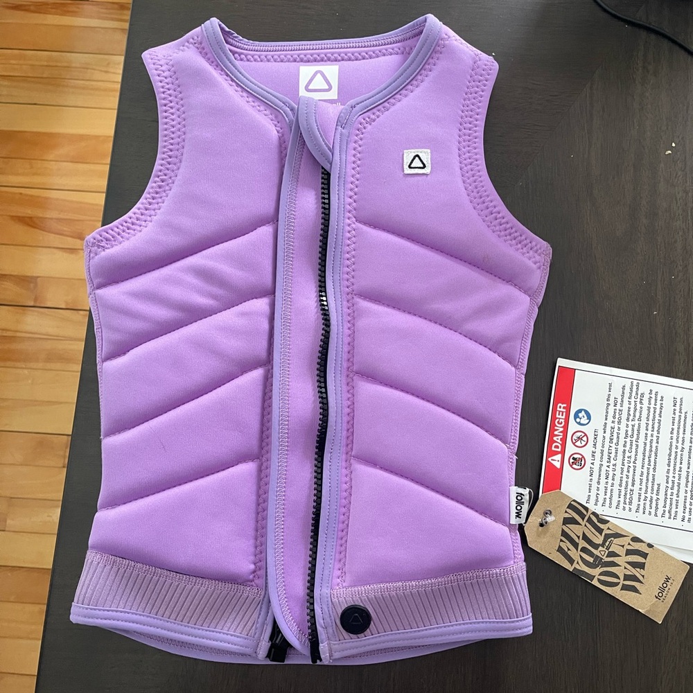 Follow board vest in Lilac. NWT